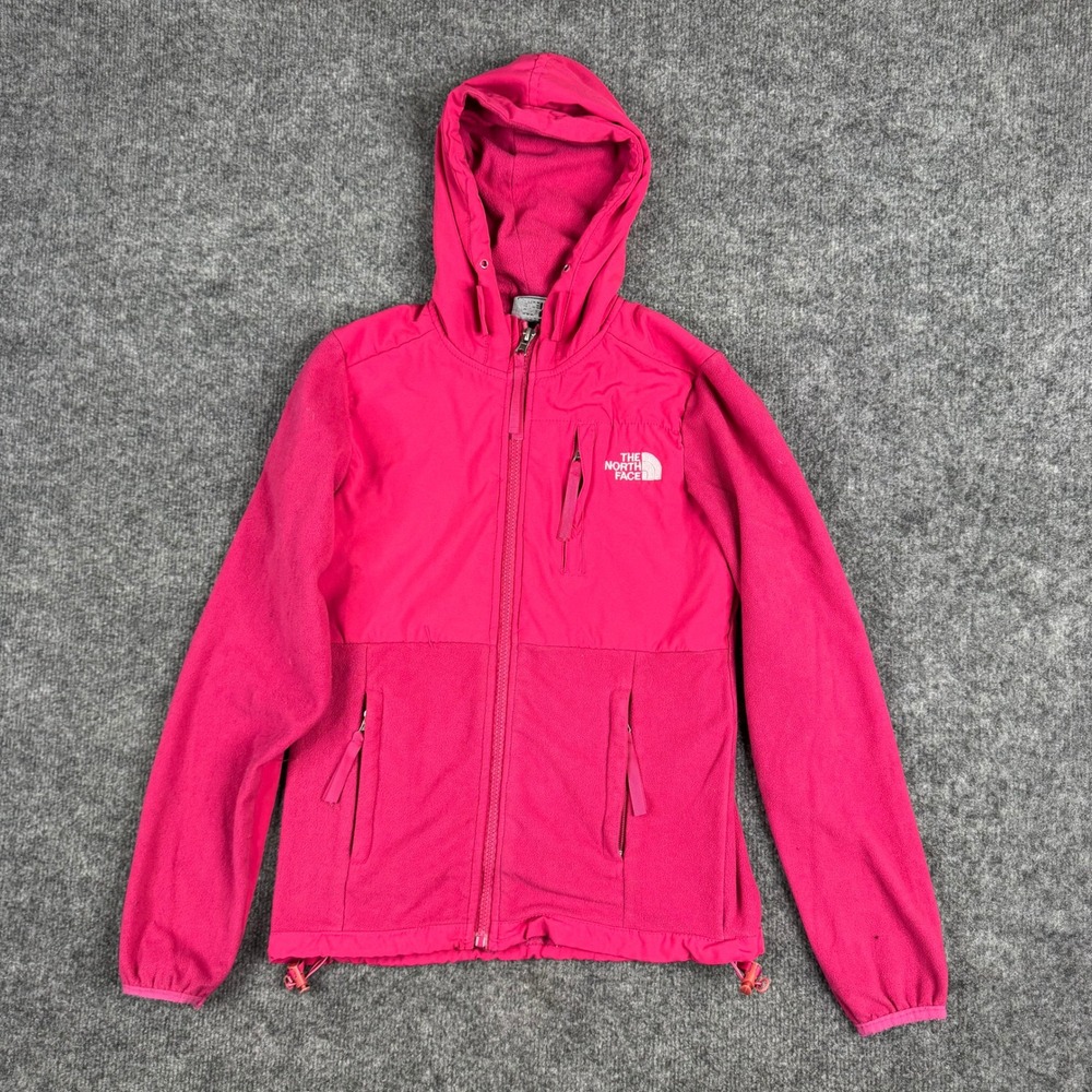 The North Face Hooded Jacket Girls Size 8/10 Pink Fleece Nylon Hybrid Full Zip